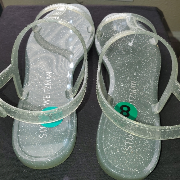 Stuart Weitzman  Mellie Jellie Sandals Silver 8 - Picture 4 of 7